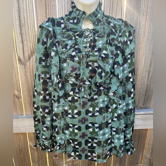 Elan Floral Ruffle Blouse - Boho Chic Medium - Picture 1 of 5